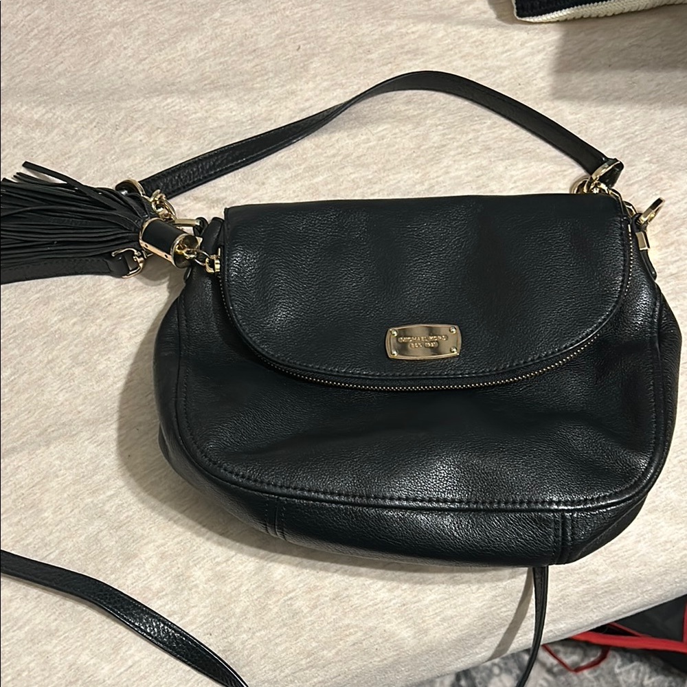 Michael Kors Black Leather Crossbody Bag